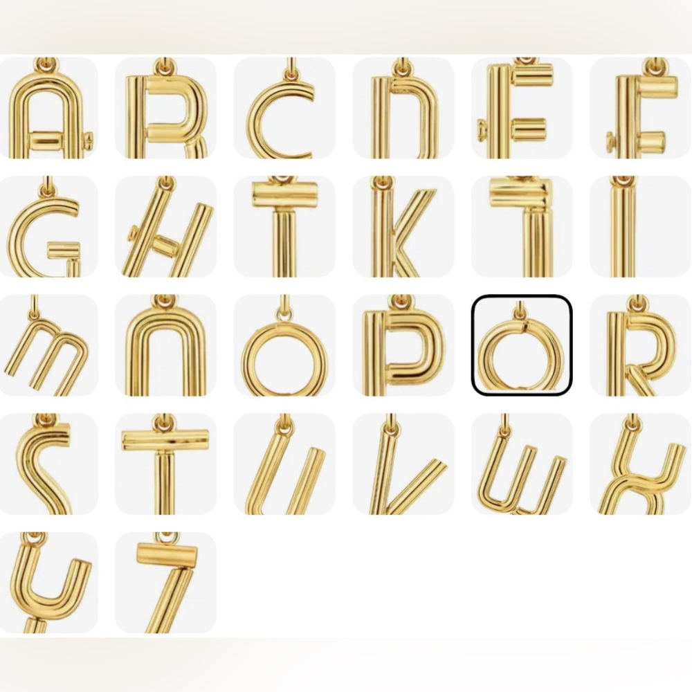 1pcs TOUS 3D Wired Letter Name Pendant 18k Gold pendant sterling silver